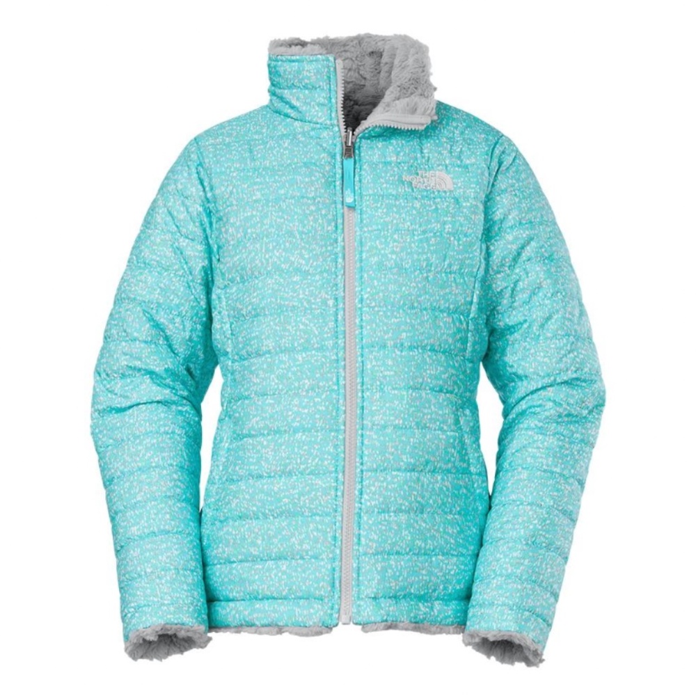 THE NORTH FACE Mint Gray Reversible FAUX FUR MOSSBUD SWIRL XL 18 Machine Wash